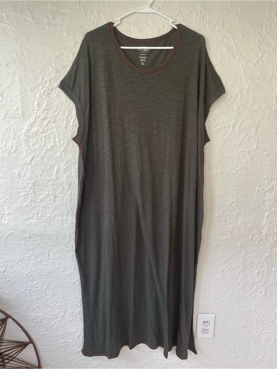 Dresses & Skirts - Natural Life brown / tan short sleeve scoop neck cotton maxi shirt dress; XXL